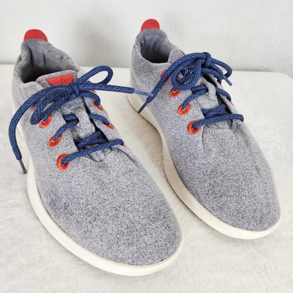 Allbirds Mens Wool runners 0100. Light grey with orange and blue accent. EUC 12 - Picture 1 of 10